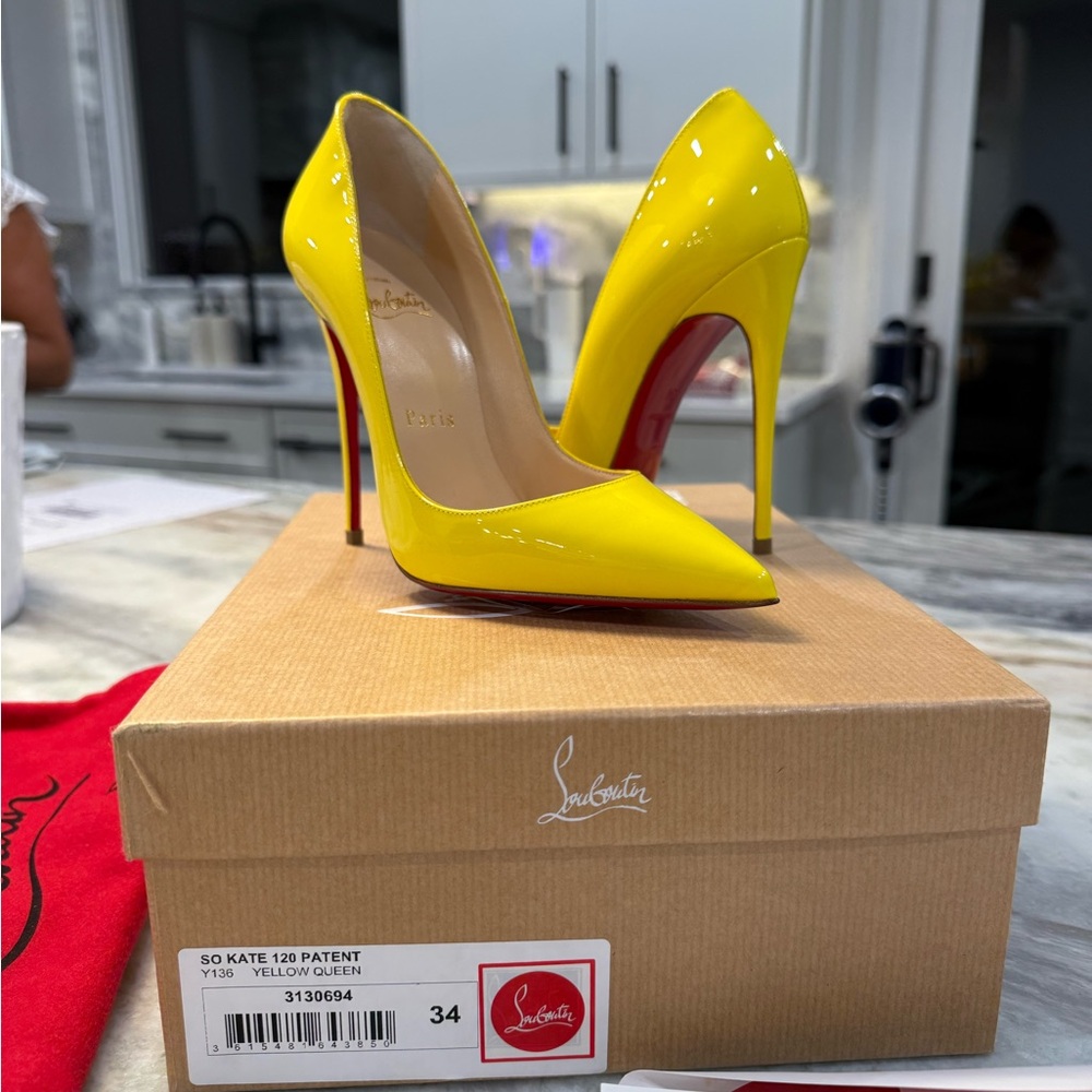 Christian Louboutin So Kate Yellow Patent Heels